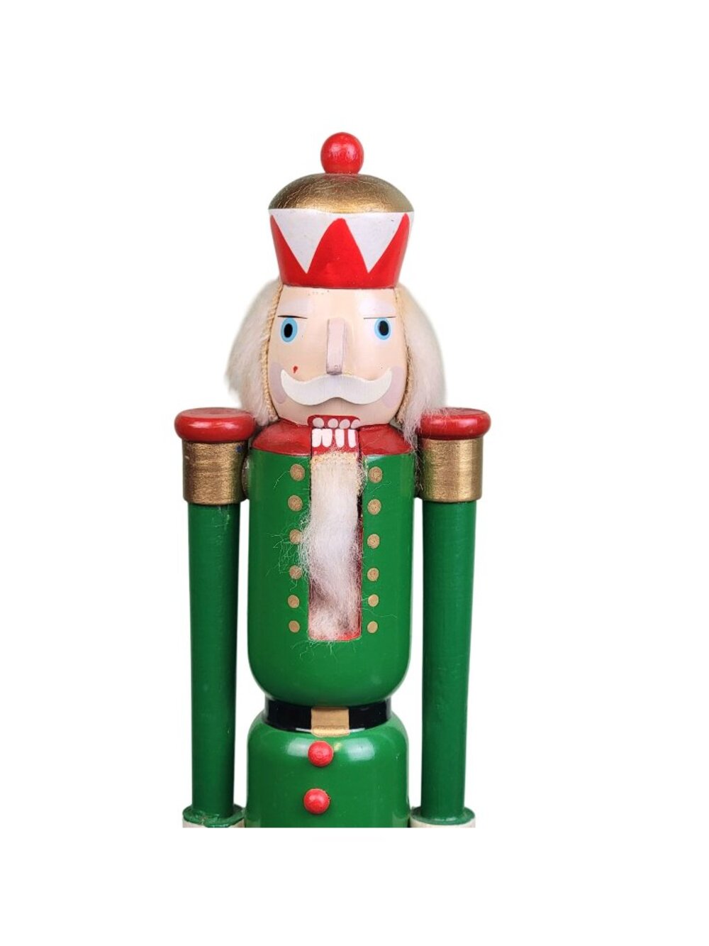 Vintage Green King Nutcracker 15 Inch Wood Toy Christmas Tree Home Decor Holiday